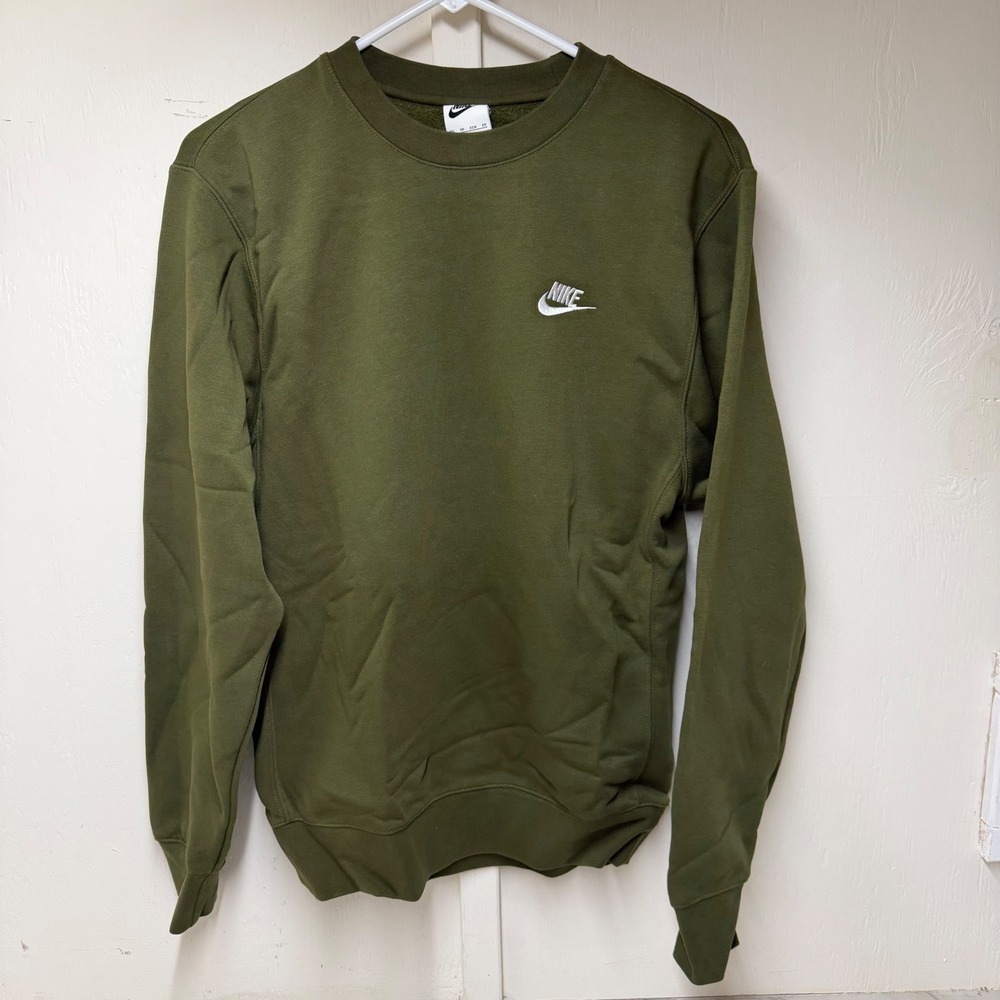 Nike Mens Sportswear Club Fleece Crewneck Sweatshirt Olive Green XS BV2662-327